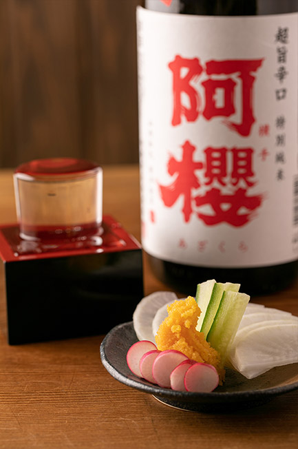 日本酒と生からすみ